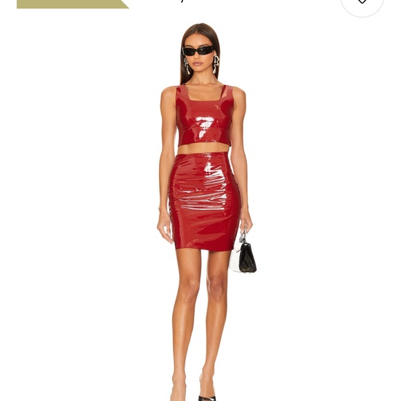 Commando Red Patent leather skirt - Picture 2 of 4